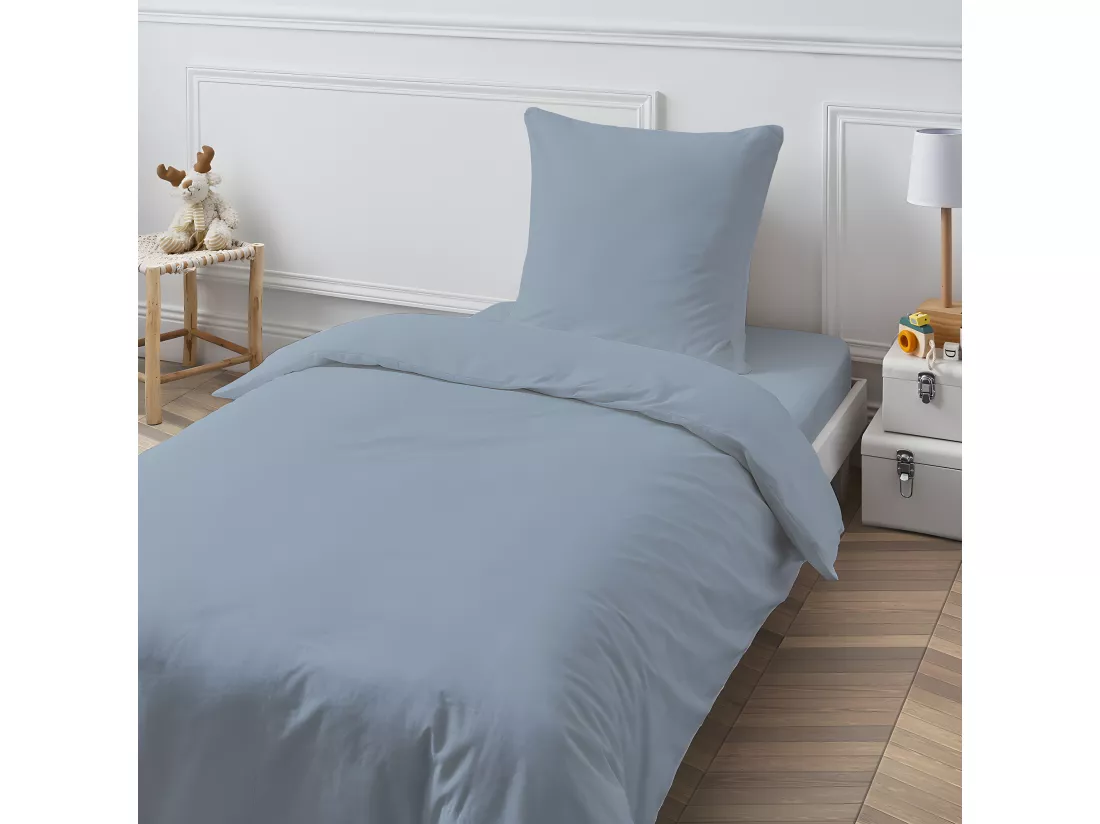 Drap housse en coton 57 fils uni bonnet 25cm nuage 90x190cm