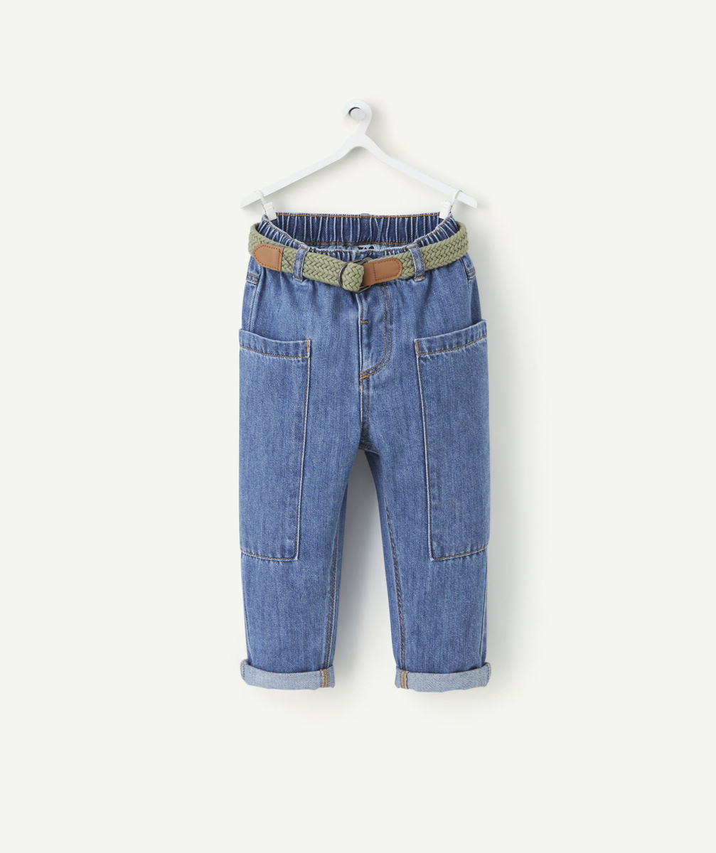 JEAN RELAX BÉBÉ GARÇON EN DENIM LOW IMPACT AVEC CEINTURE VERTE