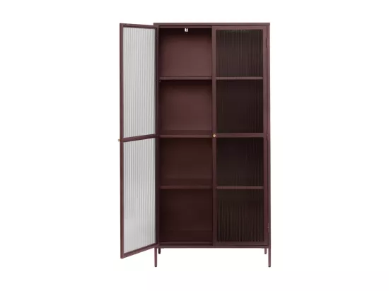 Bjorn - Vaisselier 2 portes en verre stié et métal H190cm : Couleur - Bordeaux
