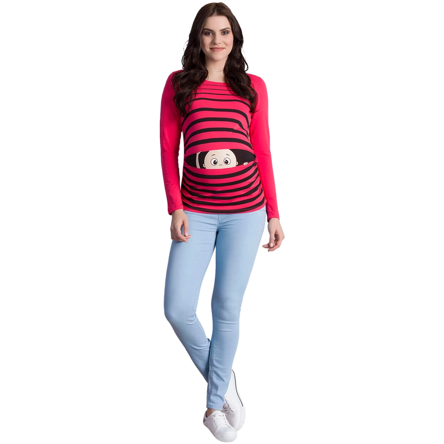 M.M.C. Umstandslangarmshirt Guck Guck mit Motiv Koralle