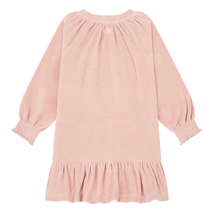 SMALLABLE BASICS Robe Fille Courte à Volants en Velours | Rose poudré
