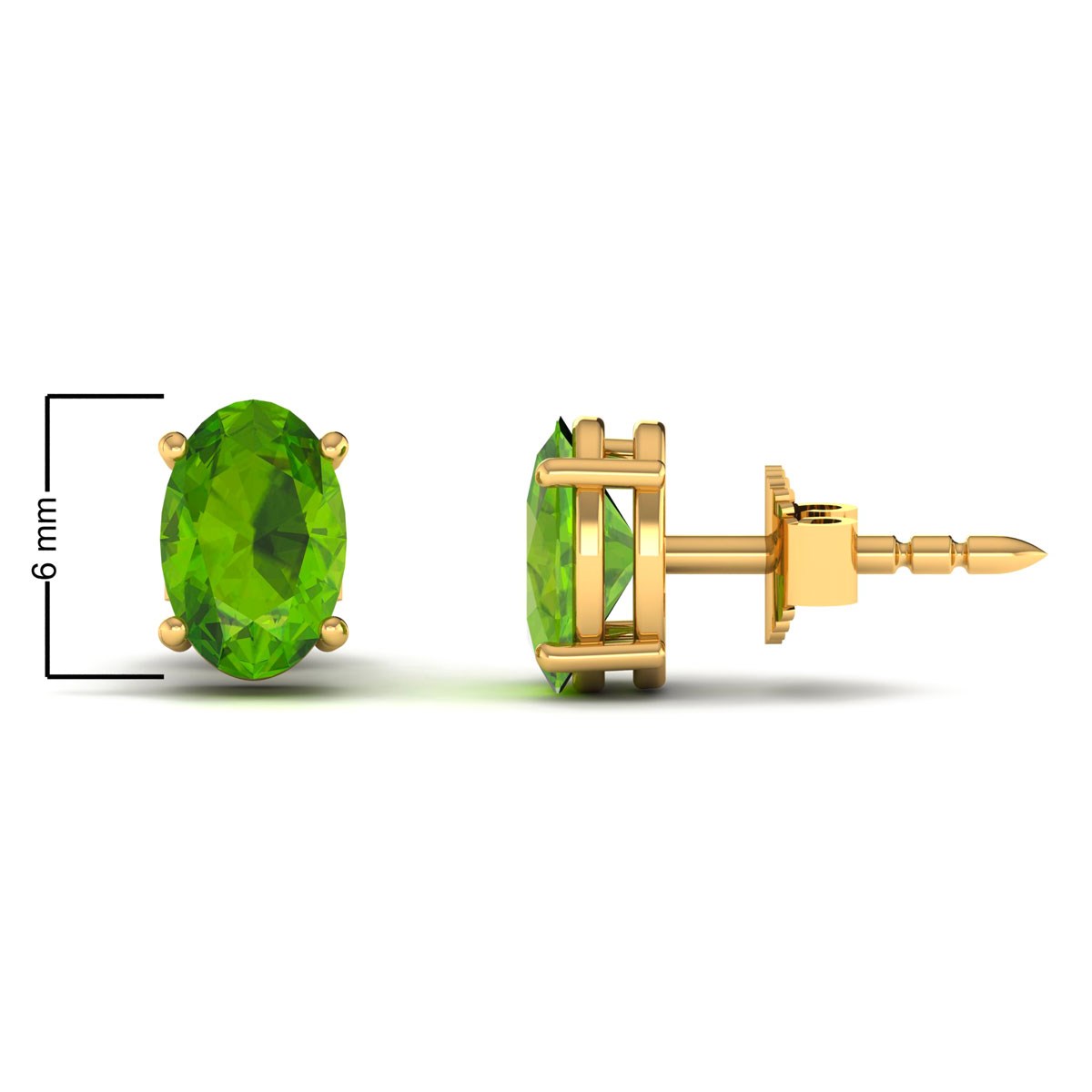 Boucles d'oreilles ADEN Or 585 Jaune et Péridot forme Ovale 1.15grs
