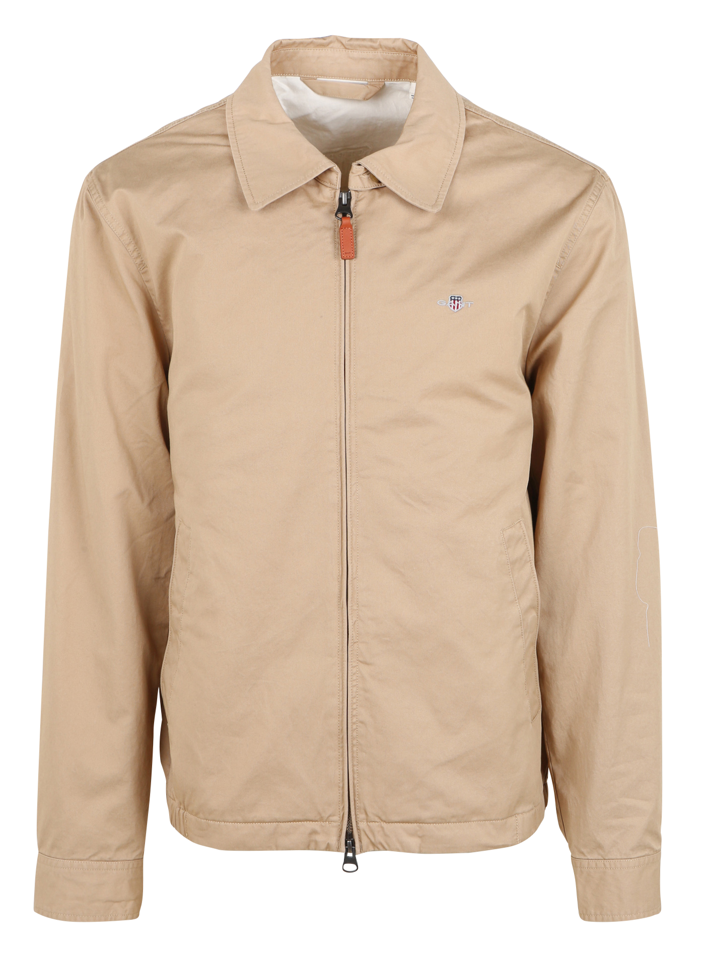Coupe-vent droit brodé à col classique en coton | Kaki