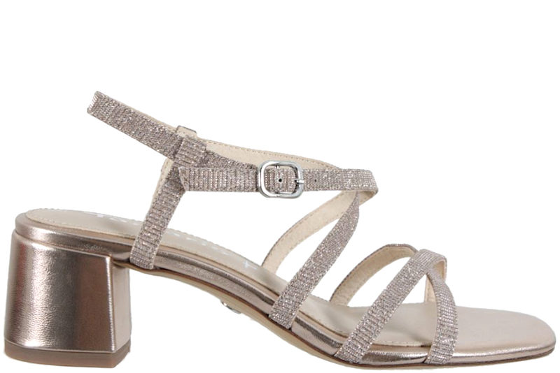 TAMARIS SANDAL I ROSE GOLD TEKSTIL MED GLIMMER
