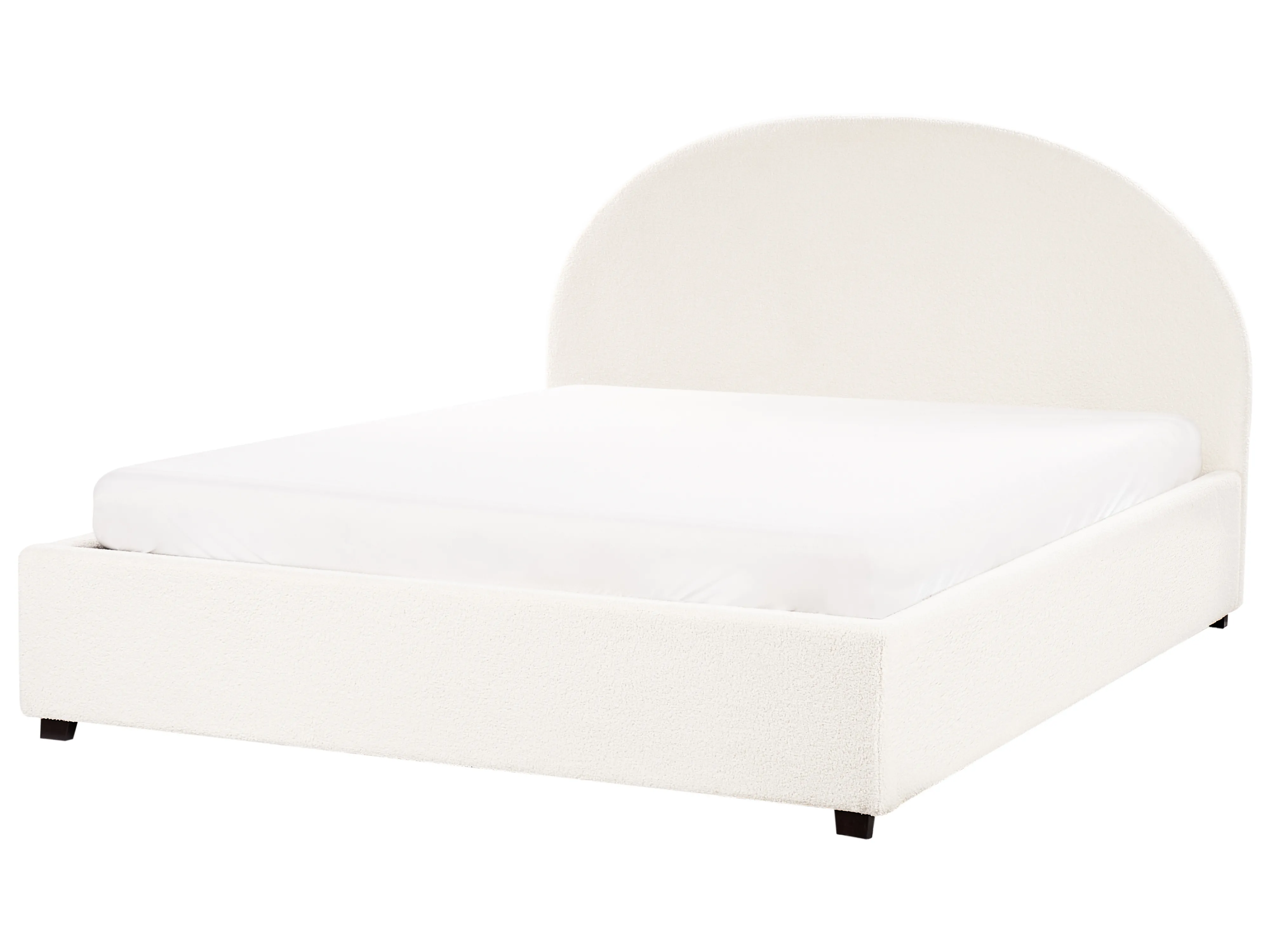 Bed met opbergruimte Bouclé VAUCLUSE 160 x 200 cm Gebroken wit