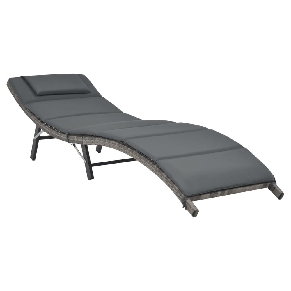 Ensemble de chaises longues pliables 3 pièces résine tressée gris
