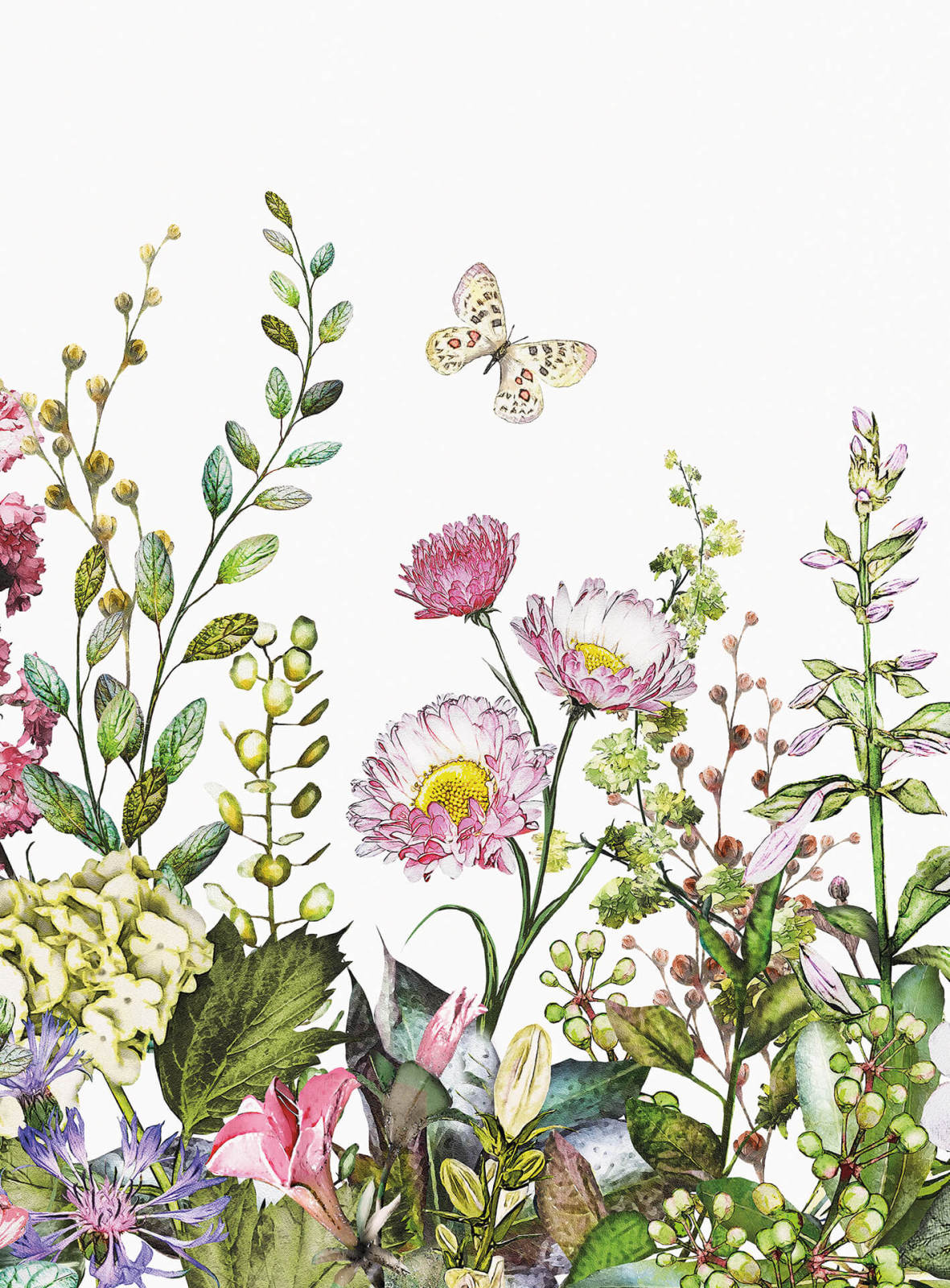 Fototapete DESIGNWALLS 2.0 - bunt-grün - Blumen - 2,6 Meter