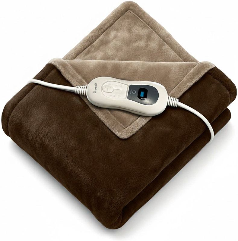 Goliving - Elektrische Fleece Plaid - Bruin - Warmtedeken - 160 x 120 cm - 120 Watt - 3 Warmtestanden