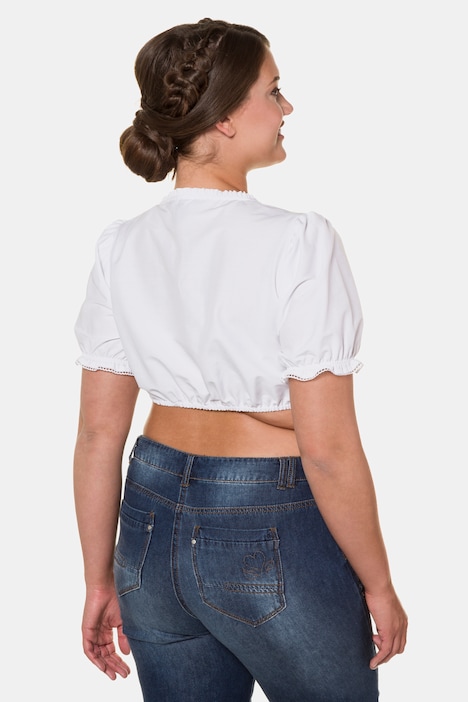 Dirndlbluse, Herzausschnitt, Rüschen, Halbarm