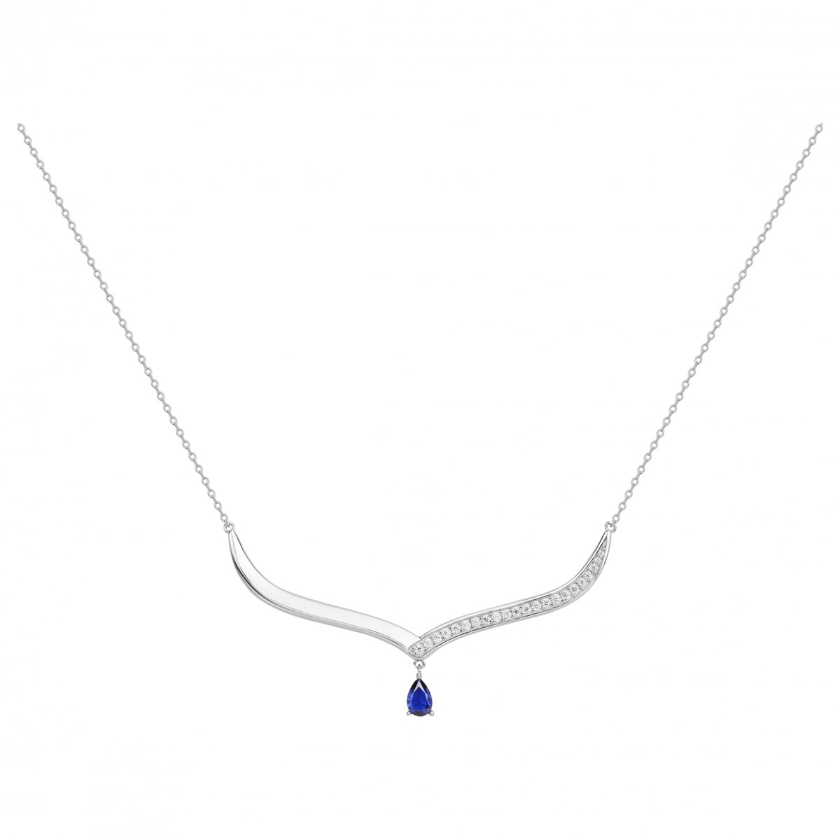 Collier mono-motif en Argent avec spinelle bleu saphir
