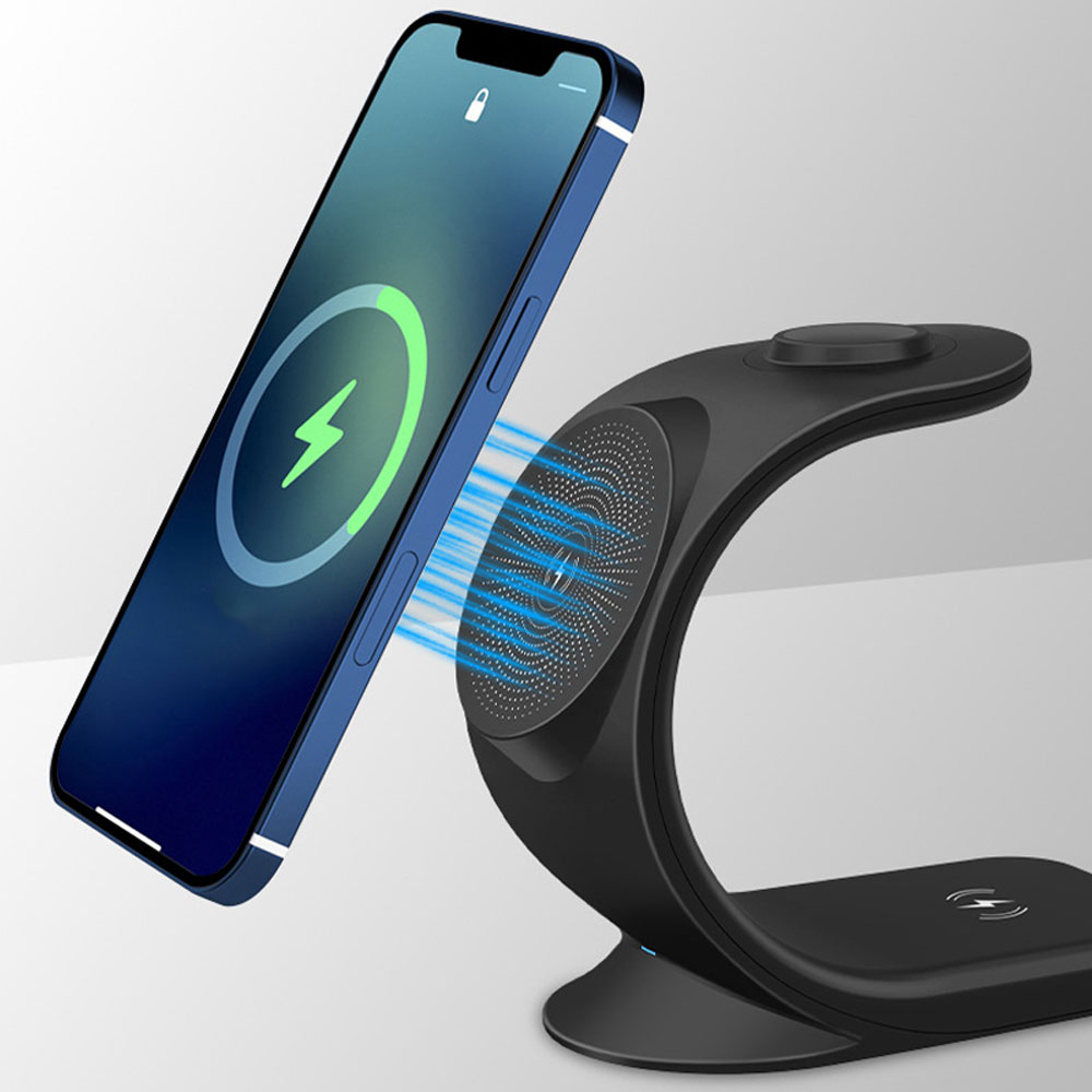 (15W) 3in1 MagSafe Qi Wireless Charger Ladegerät für Apple iPhone / Apple Airpods / Apple Watch Dockingstation - Weiss