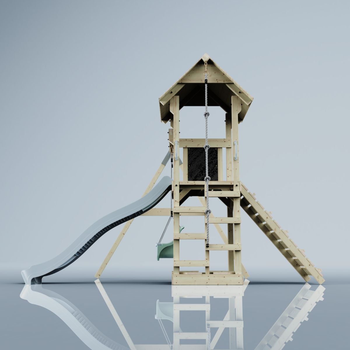 PolarPlay Göteborg houten speeltoren in blauw