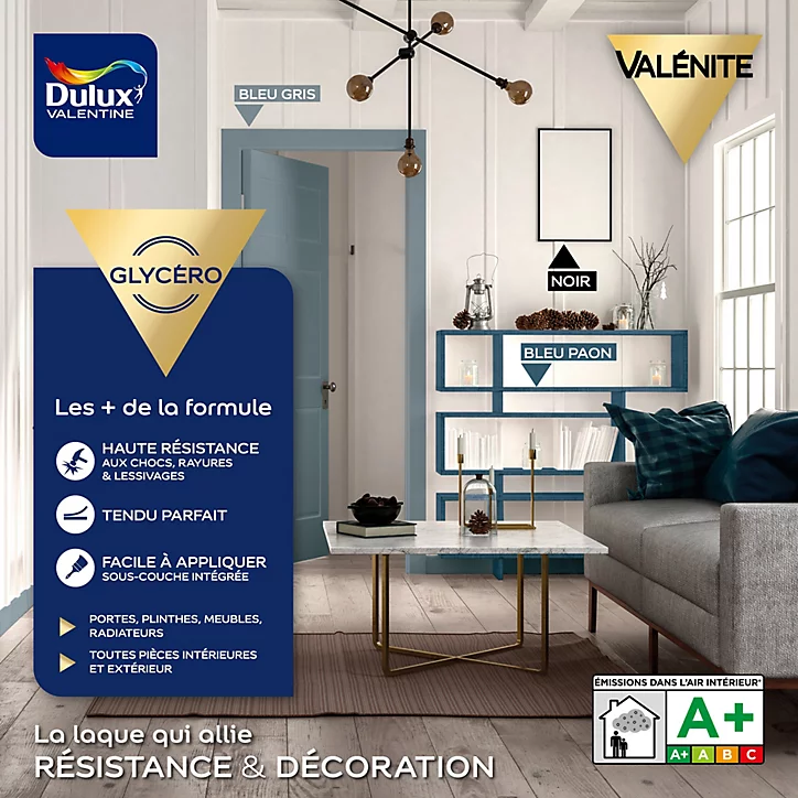 Peinture laque pour boiseries Valénite Dulux Valentine brillant blanc 0,125L