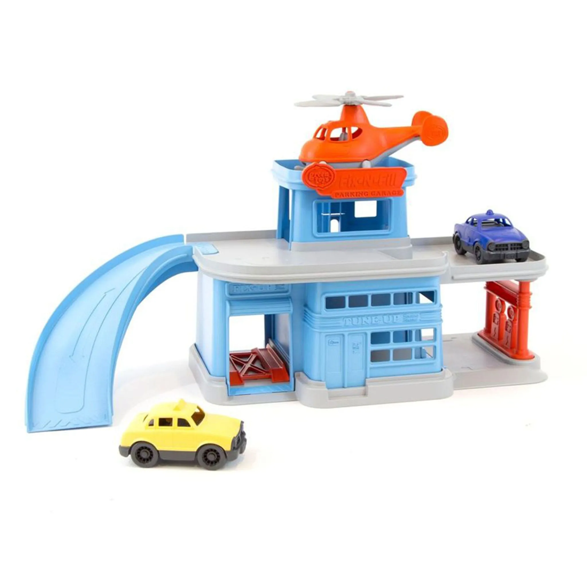Green Toys Garage avec Hélicoptère Voitur
