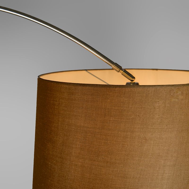 Booglamp staal stoffen kap bruin 45 cm - XXL