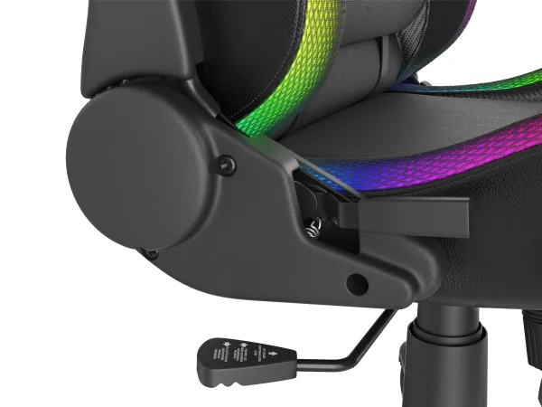 Genesis Trit 500 RGB - Stol - ergonomisk - lænestol - armstøtter - T-formet - vippe - drejeled - tekstil, PU syntetisk læder - sort