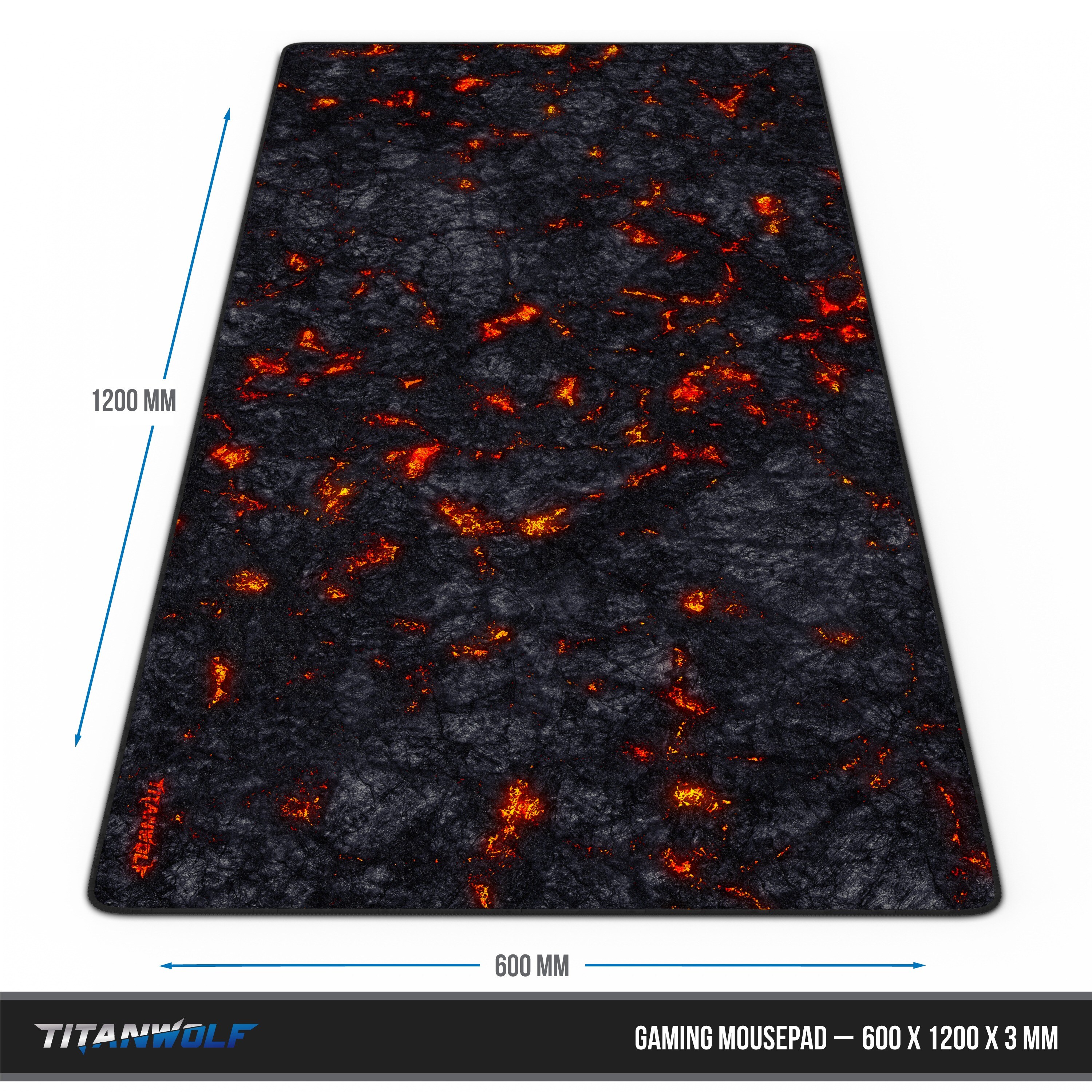 Titanwolf Gaming Mauspad, XXXL Speed Mousepad 1200 x 600 mm, Geschwindigkeit & Präzision, Lavamotiv