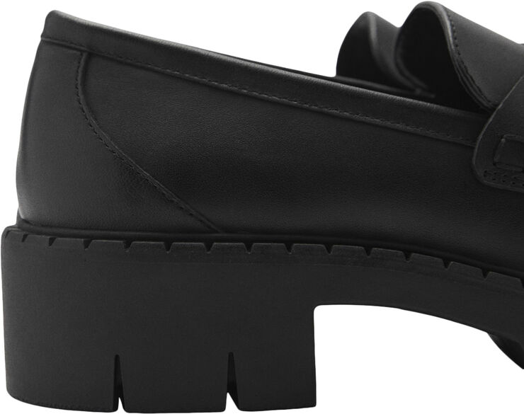 MANGO Leather moccasins with metallic det Black
