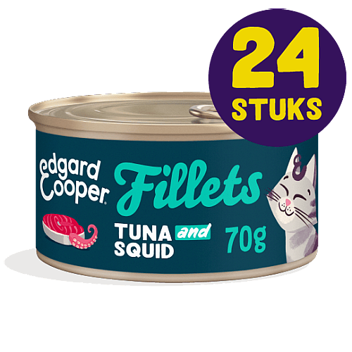 Edgard & Cooper Blikjes Tonijn en Inktvis Fancy Fillets Kat 24 x 70 gram | 12936