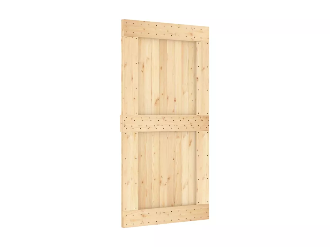 Porte coulissante et kit de quincaillerie 100x210 cm pin massif