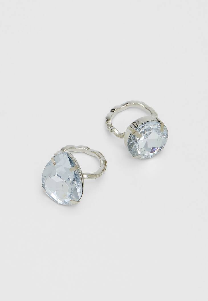 Conjunto de 2 anéis com strass