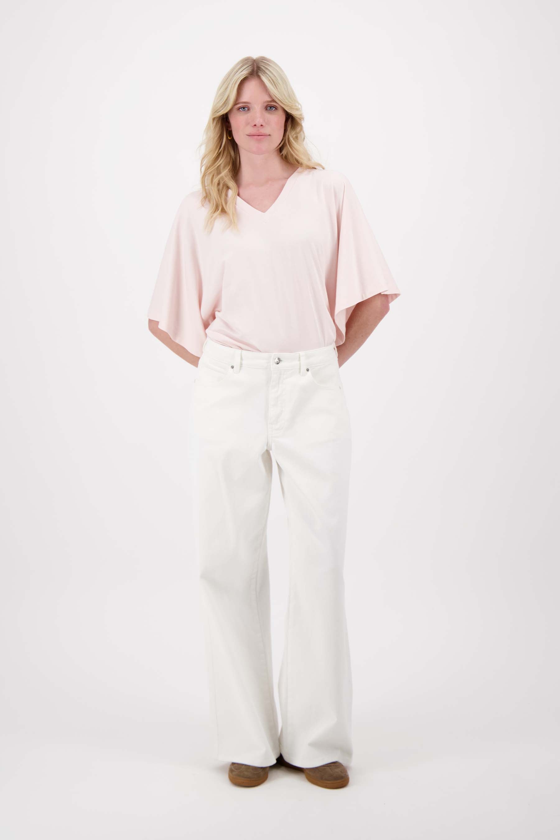V hals T-shirt wijde mouw met Zusss embroidery