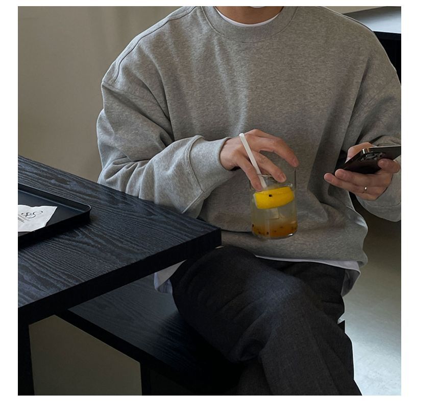 Okwano - Sweatshirt met ronde hals en effen kleur