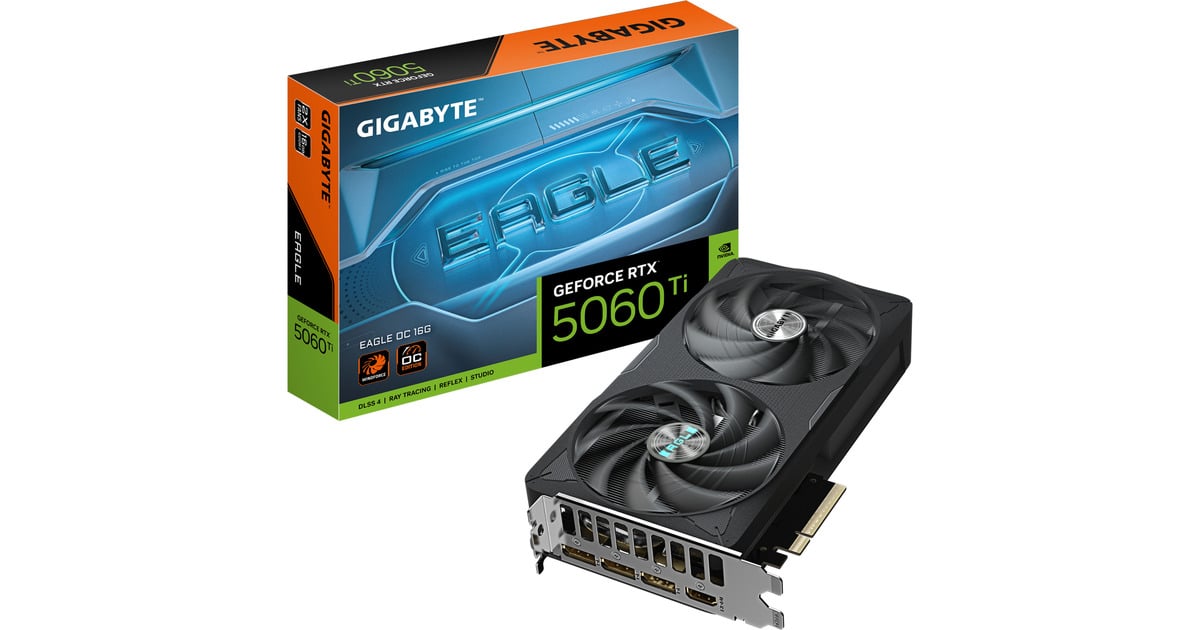GIGABYTEGeForce RTX 5060 Ti EAGLE OC 16G grafische kaart  (3x DisplayPort, 1x HDMI 2.1, DLSS 4)
