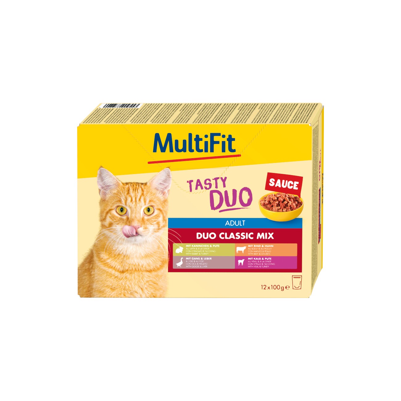 MultiFit Nassfutter Katze Adult, Duo Classic Mix - Tasty Duo, in Sauce, Multipack 12x100 g