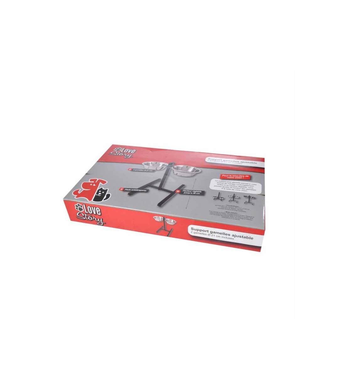 Paris Prix - Lot De 2 Gamelles Pour Chien réglable 46cm Argent