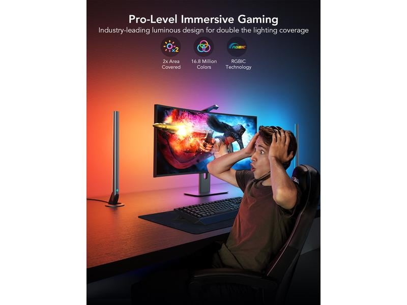 Govee Pro Gaming-Licht DreamView G1, RGBIC, WiFi Smarte Hintergrundbeleuchtung für PC 24-29 Zoll