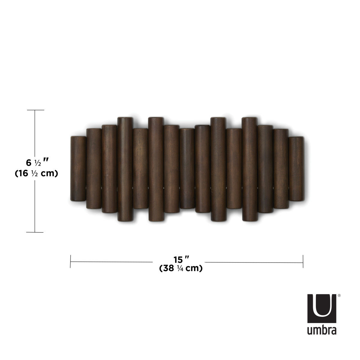 Wandkapstok Umbra Picket 5 haken walnoot hout