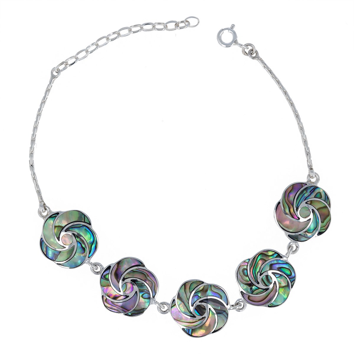 Bracelet Élégant Fleur en Nacre Abalone et Chaîne Argent 925 | Aden Bijoux