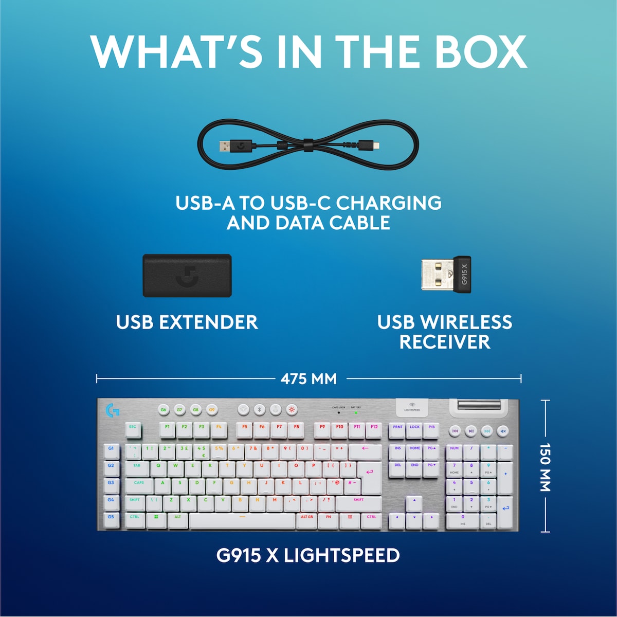 Logitech G915 X Lightspeed Wireless Tactile gamingtastatur (hvit)
