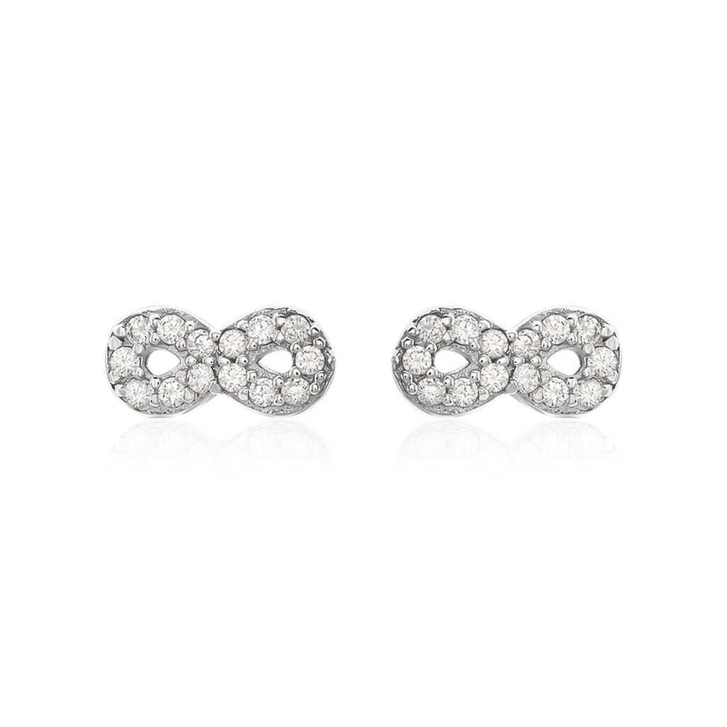 Boucles D'oreilles Puces Suliac Argent Blanc Oxyde De Zirconium