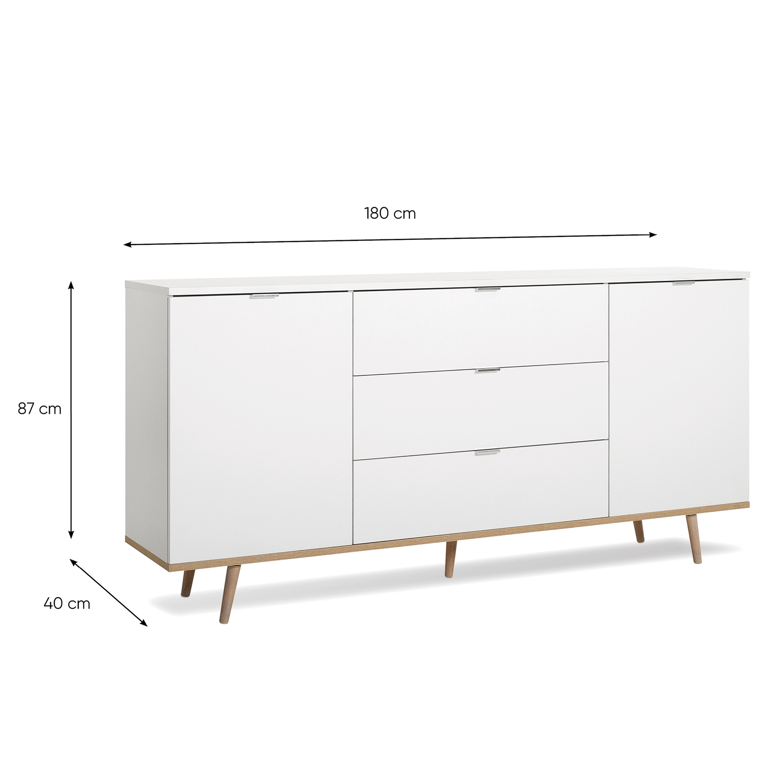 Sideboard GÖTEBORG - weiß-Sonoma Eiche - 180 cm breit