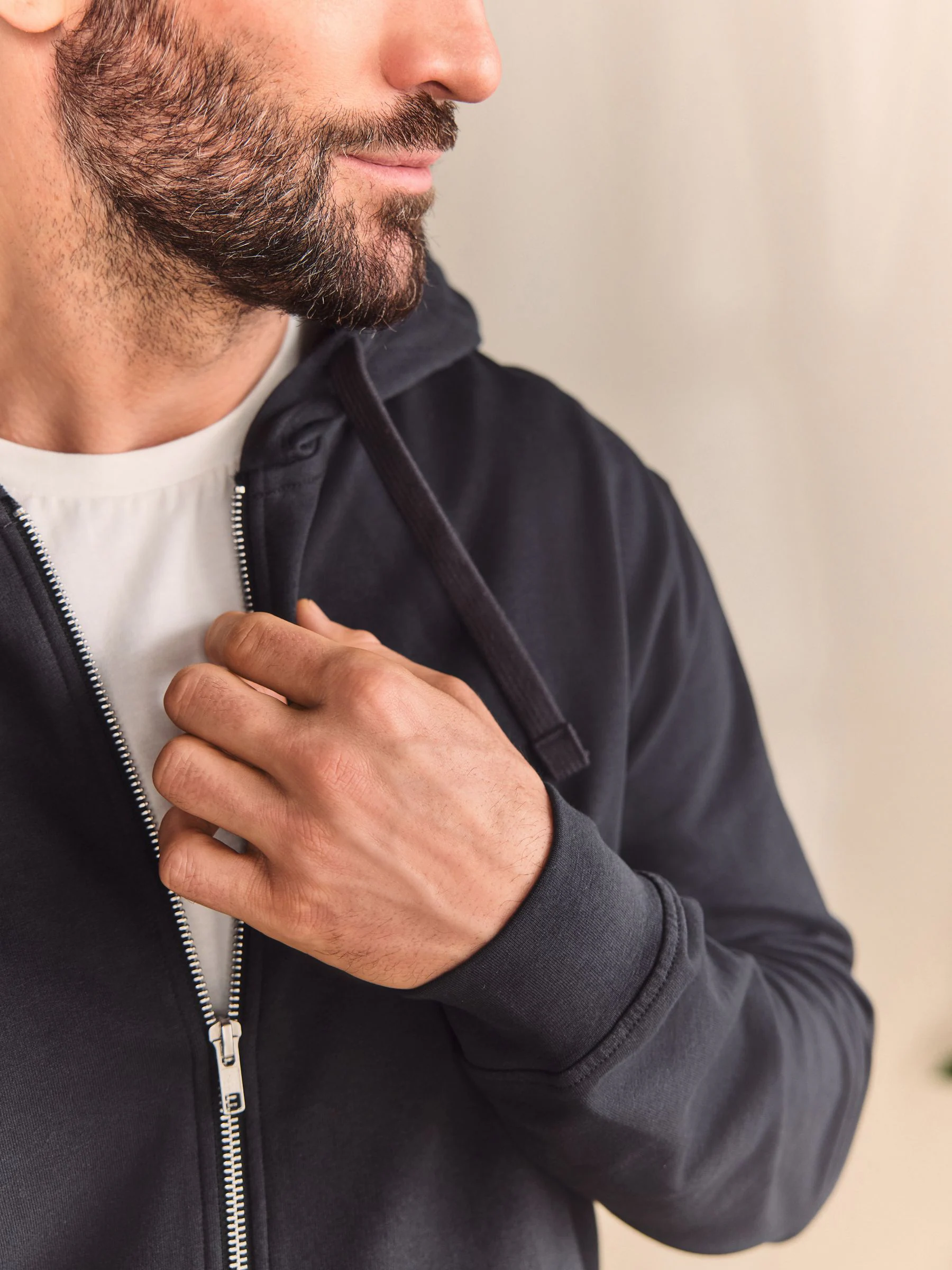 Leisteen grijs - Lichte hoodie met rits