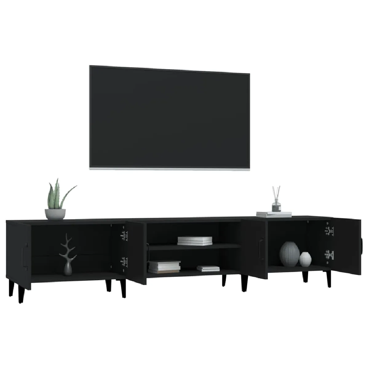 vidaXL Meuble TV Noir 180x31.5x40 cm