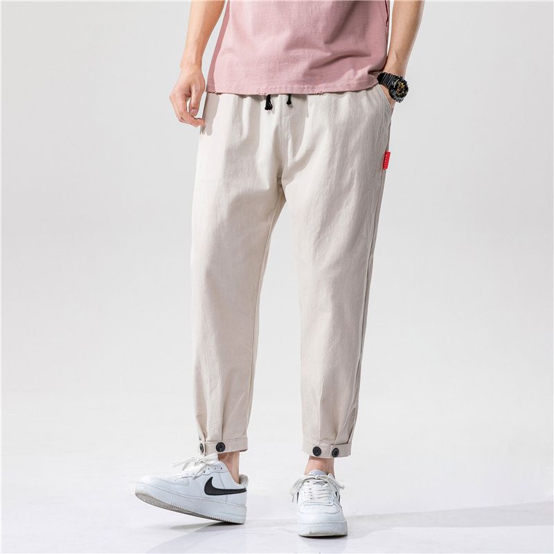 Sparrow Farm - Cropped rechte broek met knoopjes en manchetten