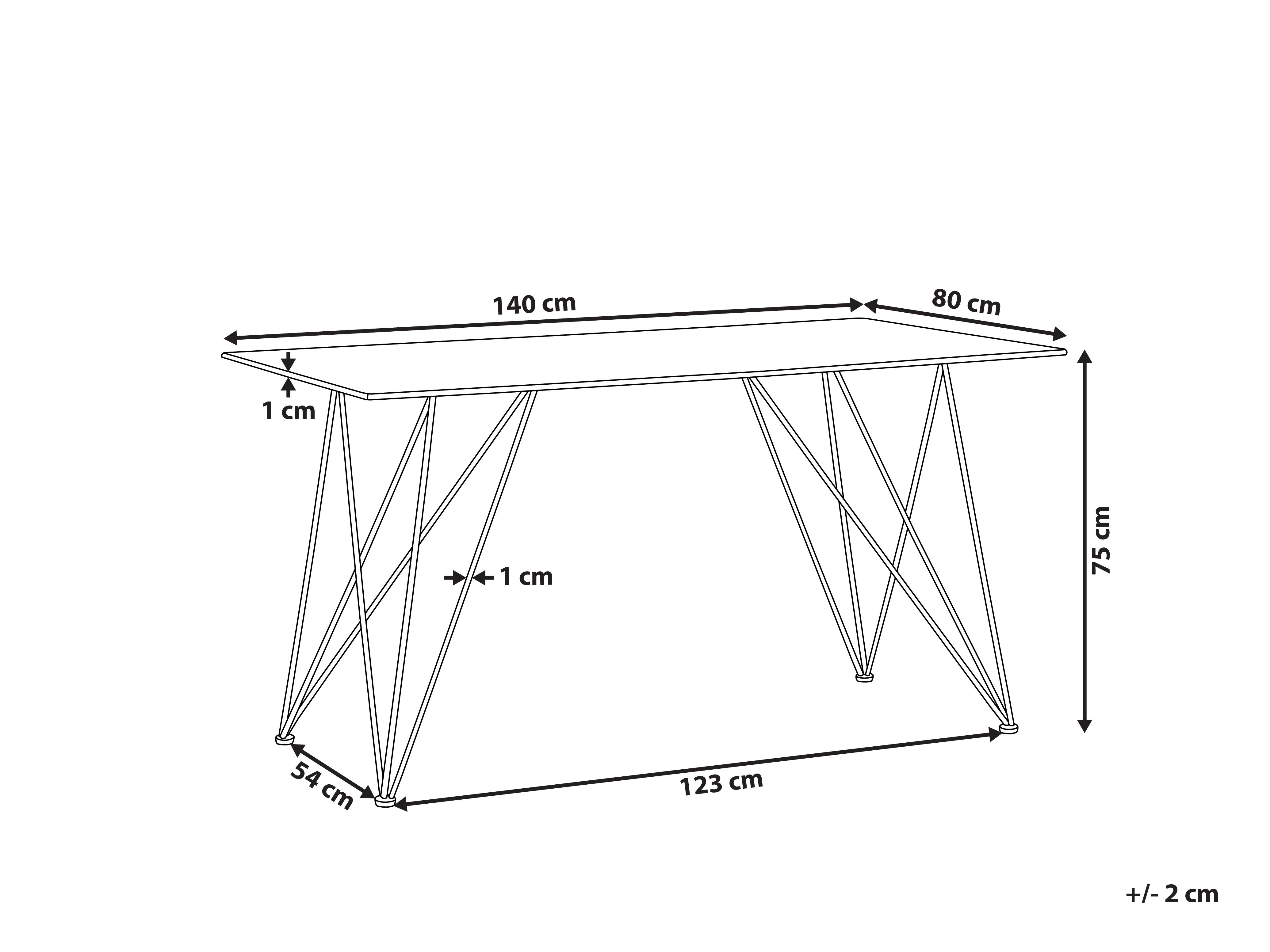 Eettafel KENTON Zwart marmer 80 cm Veiligheidsglas 140 cm