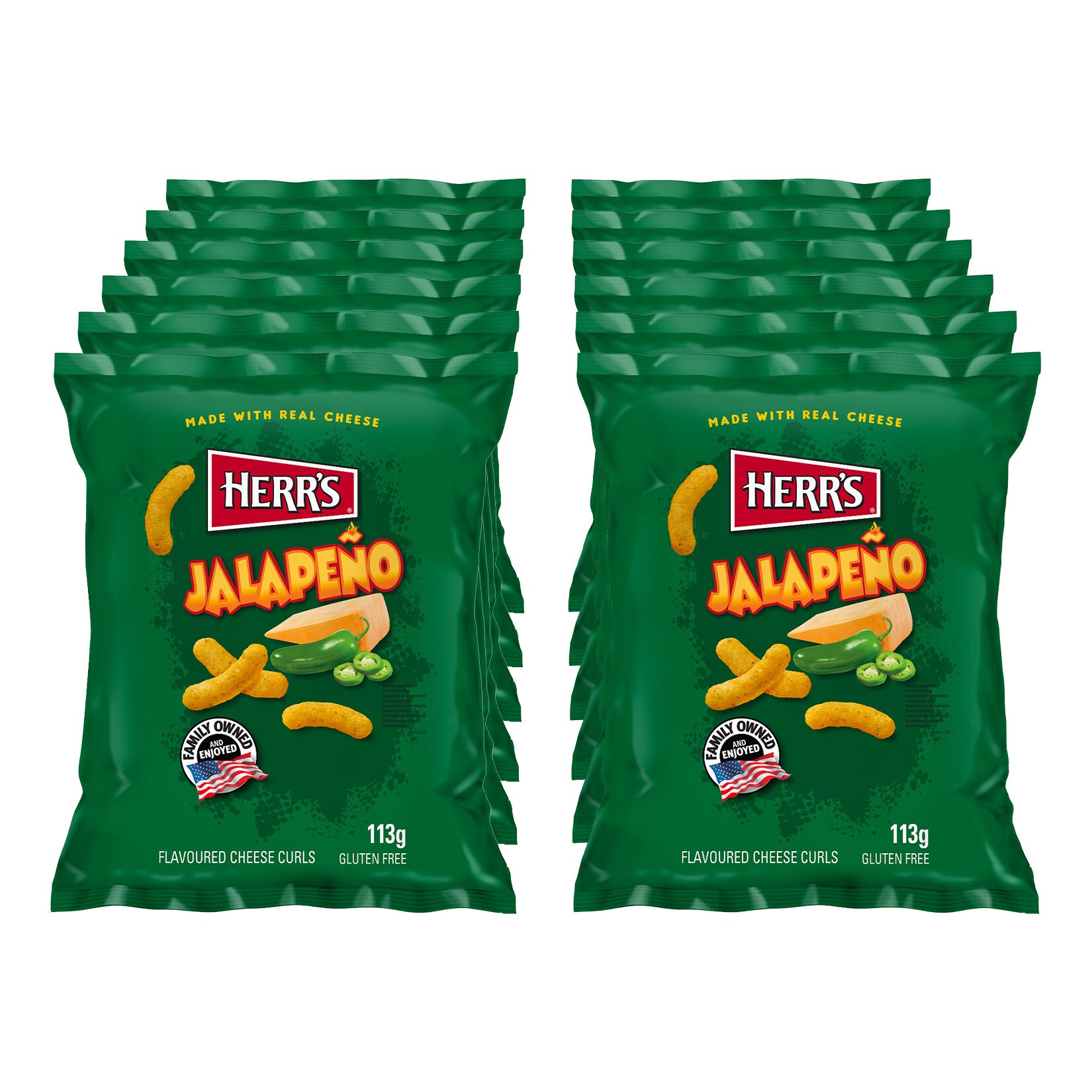 Herr´s Cheese Curls Jalapeño 113g, 12er Pack