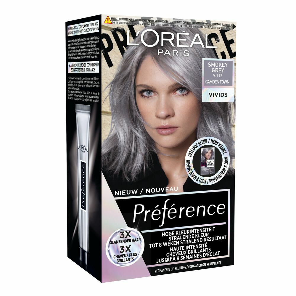 L'Oréal Preference Vivids Permanente Haarkleuring 9.112 Smokey Grey