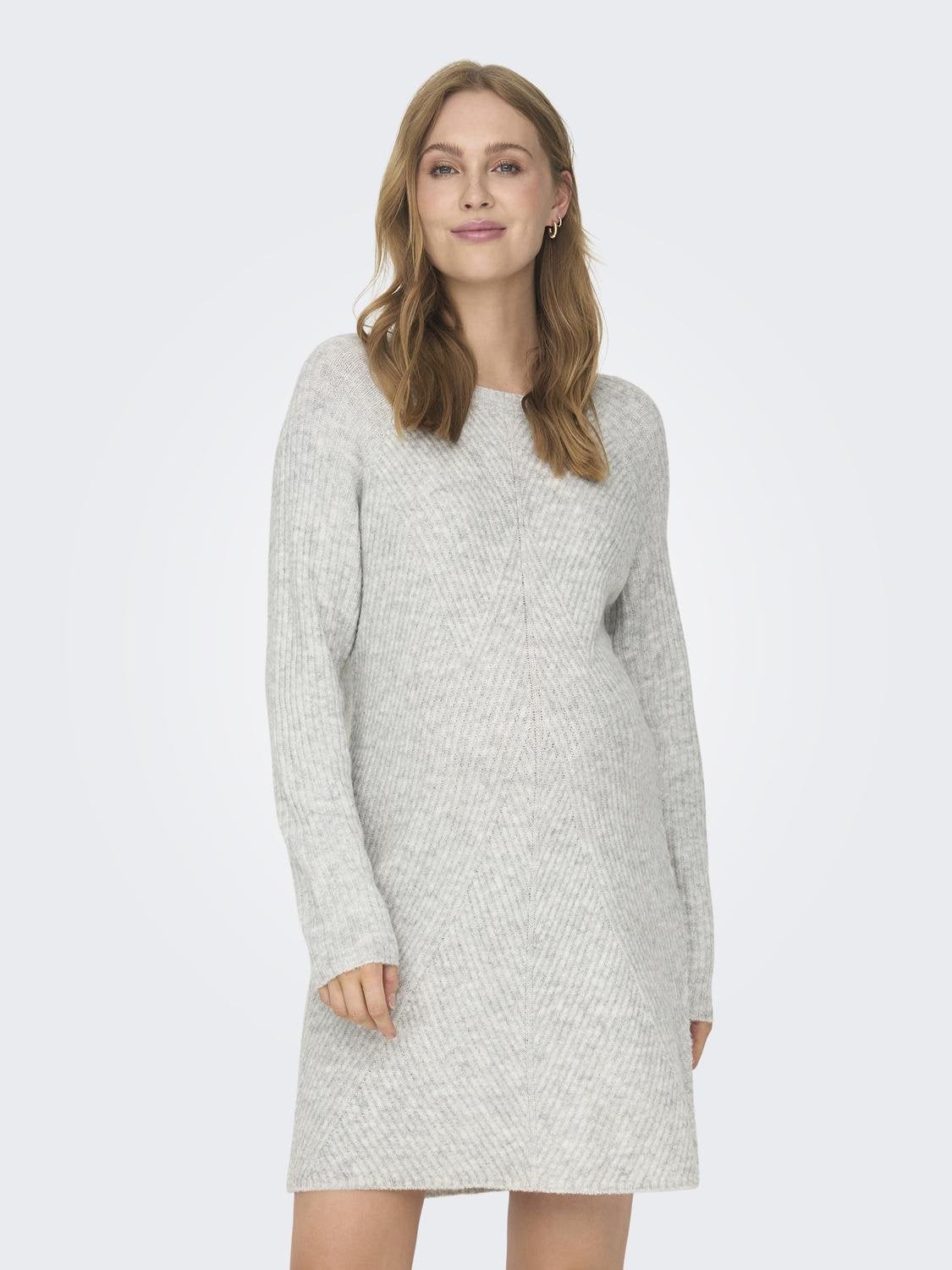 OLMCAROL Langes Kleid Light Grey Melange
