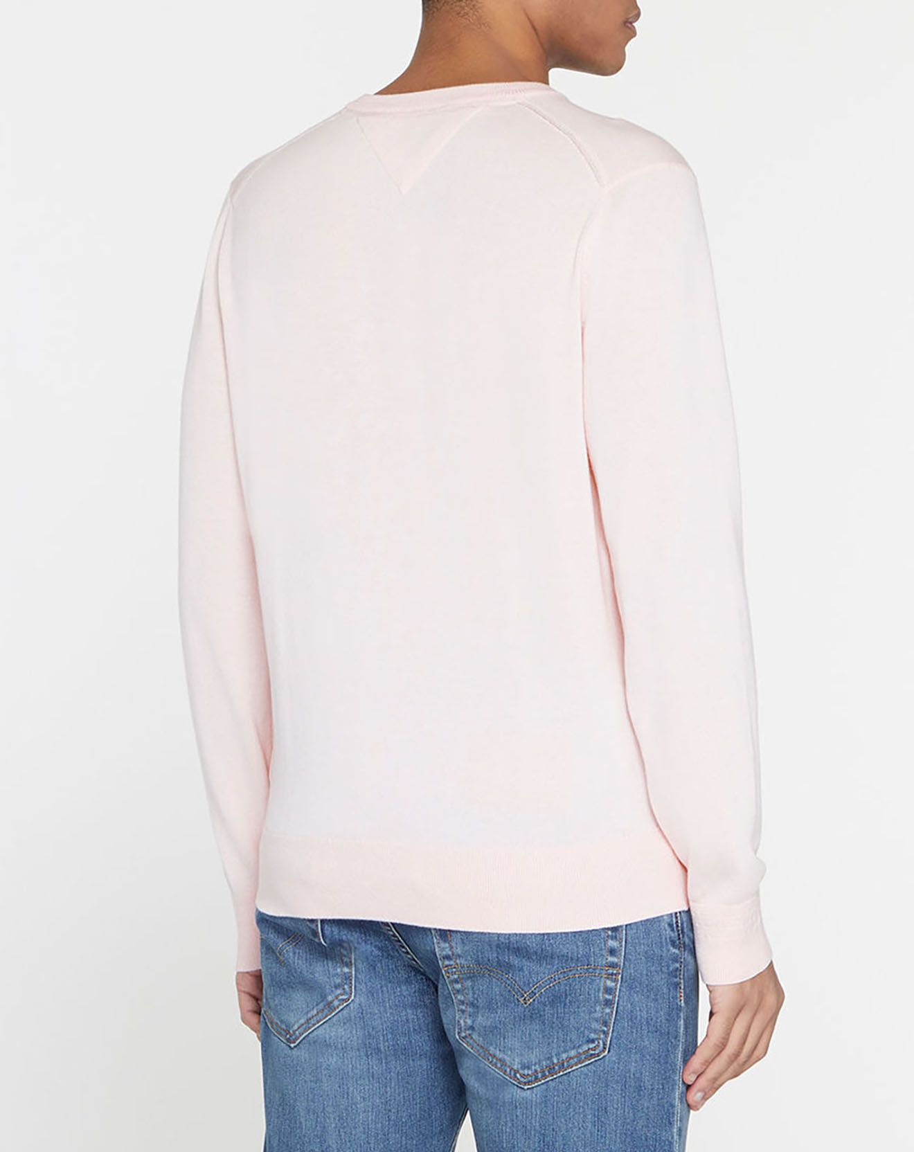 Tommy Hilfiger Pull col V en Coton Bio & Soie rose clair