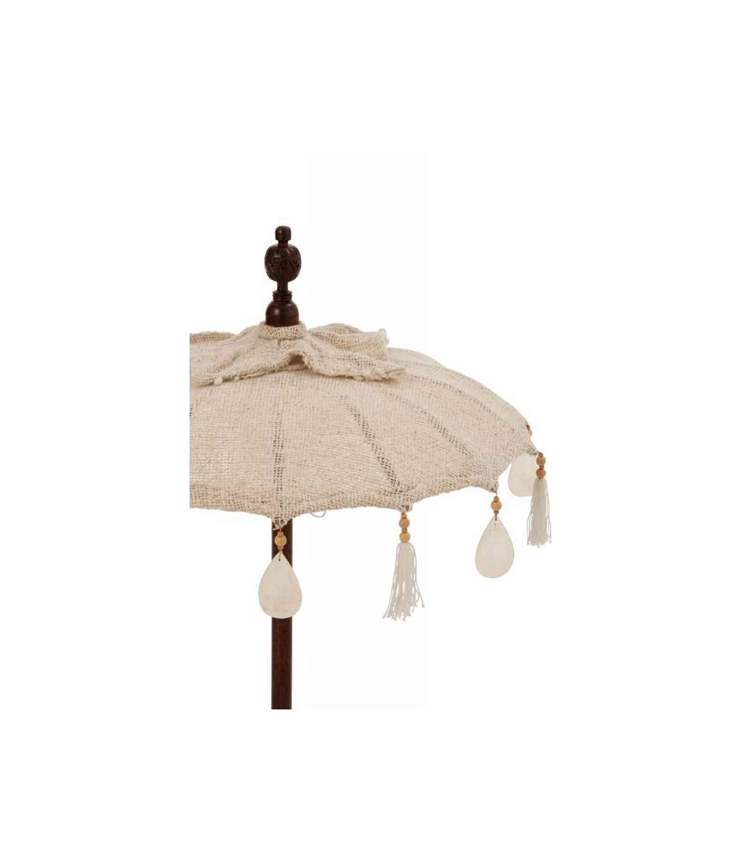 Paris Prix - Parasol Déco pompons & Coquillages 90cm Beige
