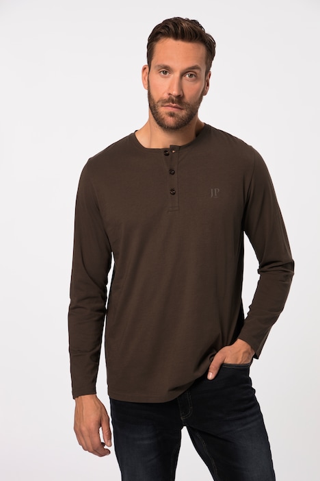 JP 1880 Henley, Basic, Shirt, Langarm, Knopfleiste, bis 8XL
