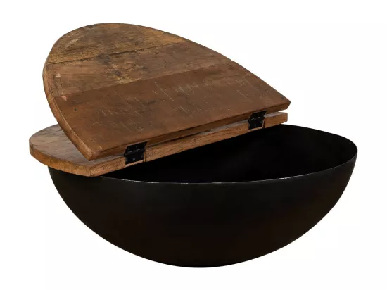 Table basse en bois et métal noir 86x86x30h