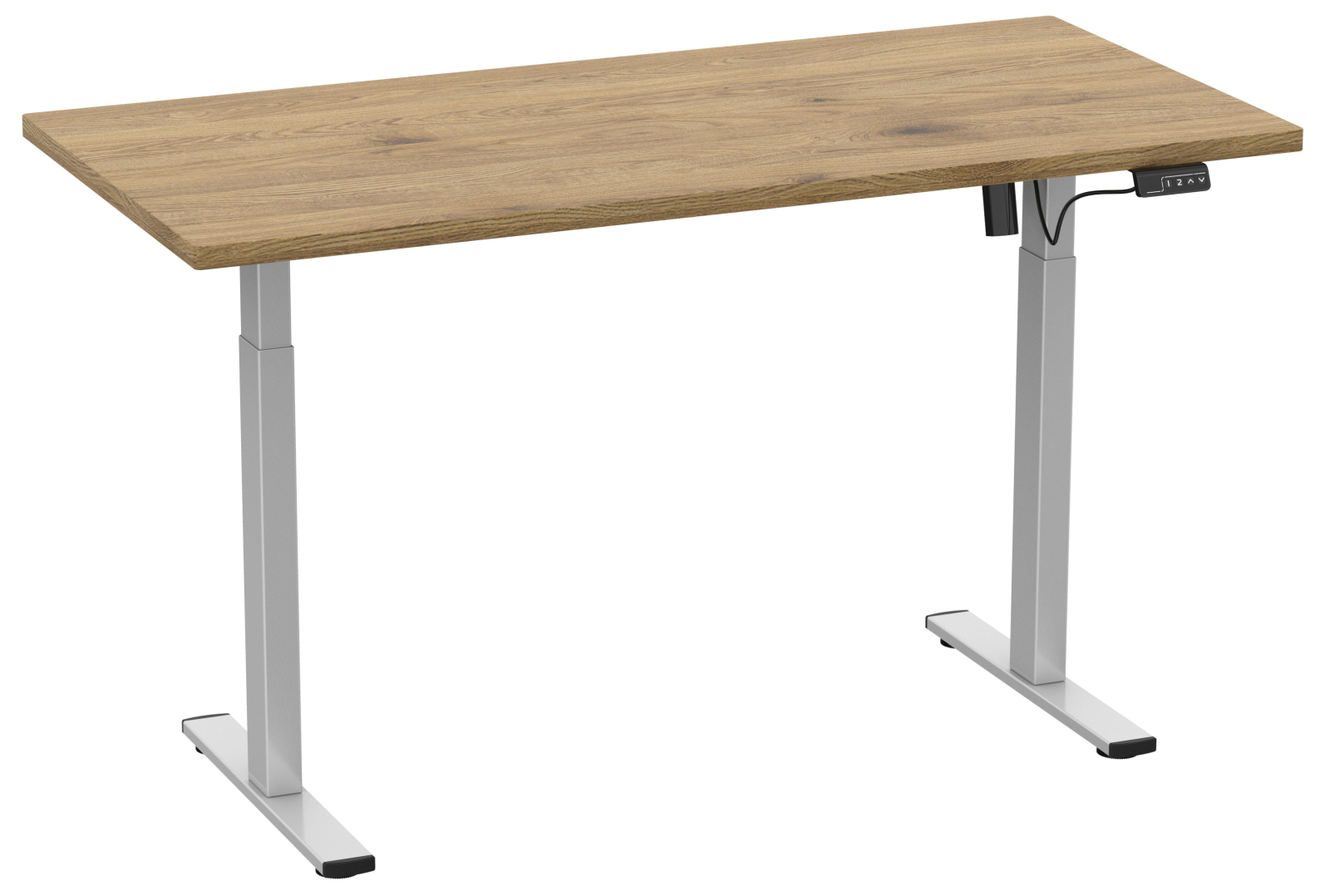 Schreibtisch - Honig Eiche-silber - 160 cm - höhenverstellbar