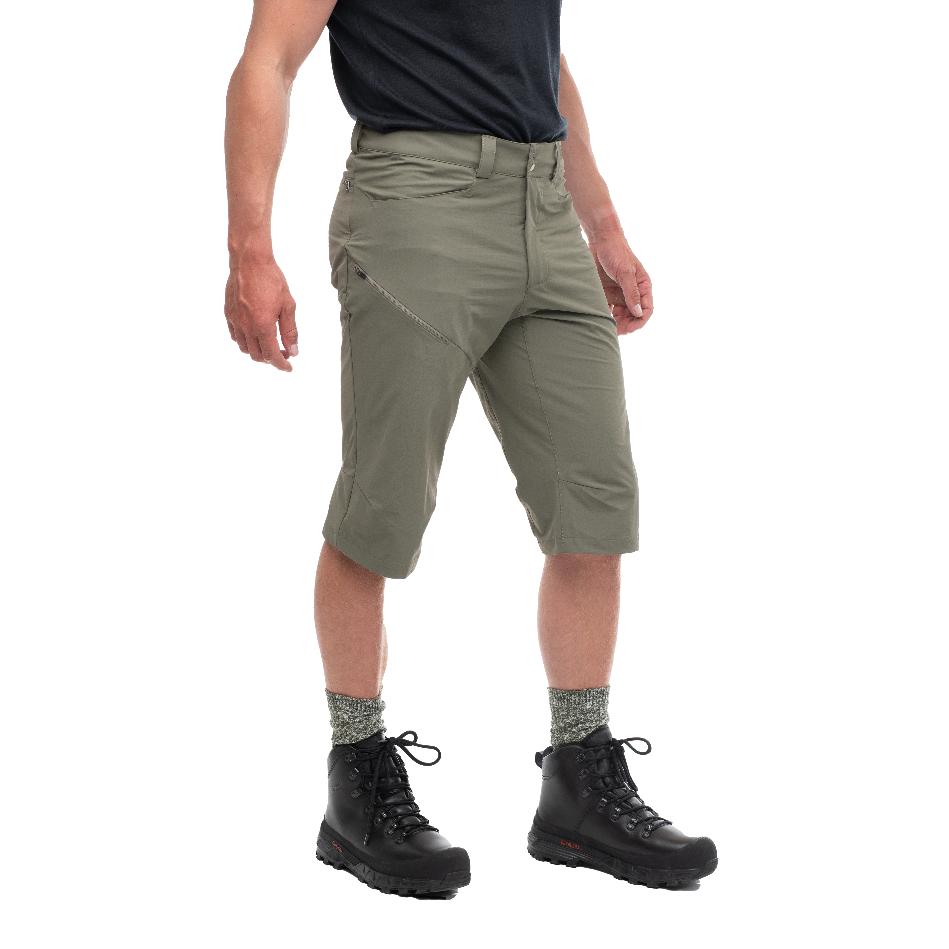 Vandre Light Softshell Long Shorts Men Green Mud
