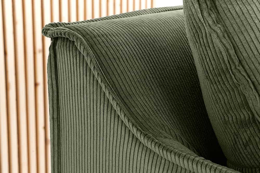 Großes 3-Sitzer Sofa HEAVEN 200cm grün Cord Federkern Hussensofa